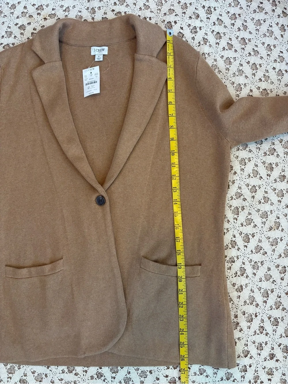 J. Crew Factory Schoolboy Sweater Blazer Heather Acorn 100% Cotton Large NWT